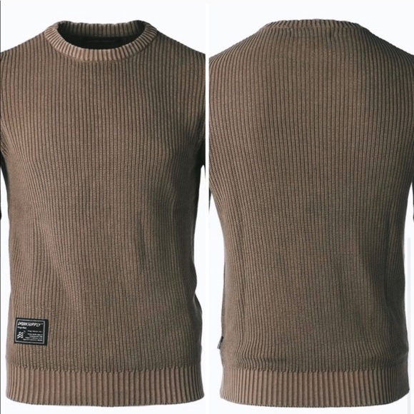 Host Pick!NWT Mens Brown Ribbed Sweater distressed - Picture 7 of 8